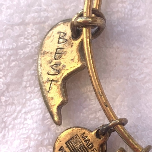 Alex and Ani Best Friends Charm Bracelet-Gold Finish Expands 2”-3.5” - Picture 2 of 4
